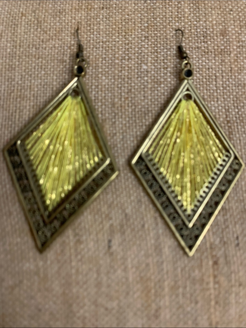 Gold-Tone Diamond Threaded Drop Earrings - Unbranded